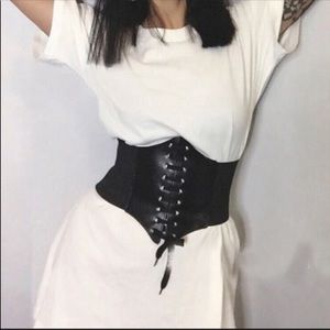 Black Lace-Up Corset Belt